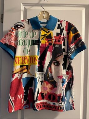 Lacoste with Visionaire 75th anniversary Pedro Almodavar Graphic Polo Sz Small
